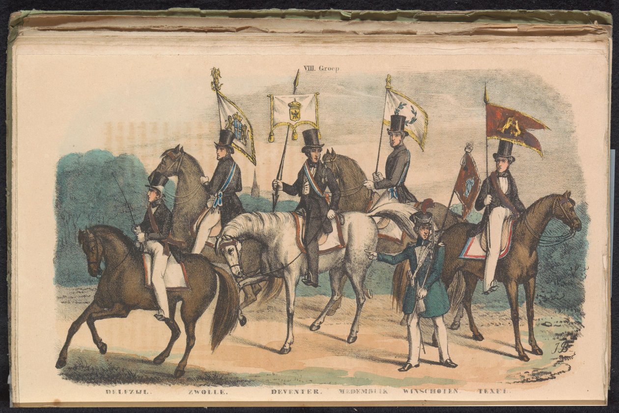 Delfzijl, Zwolle, Deventer, Medemblik, Winschoten és Texel díszőreinek jelmezei és zászlói, 1840-1842 VIII. Csoport (cím az objektumon) alkotó: Unknown