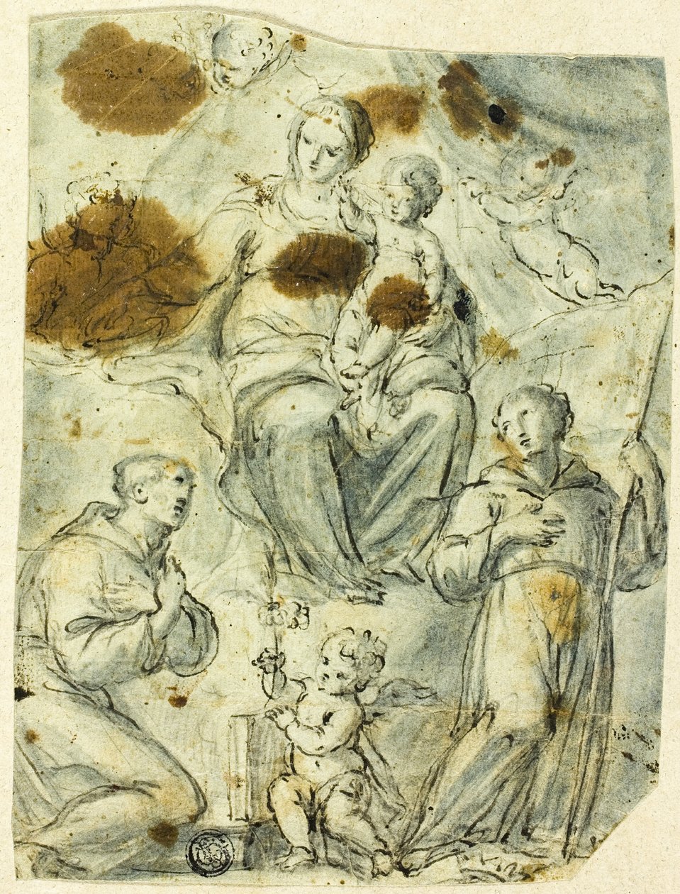 Madonna a gyermekkel, Páduai Szent Antal és Aquitániai Szent Vilmos társaságában alkotó: Unknown