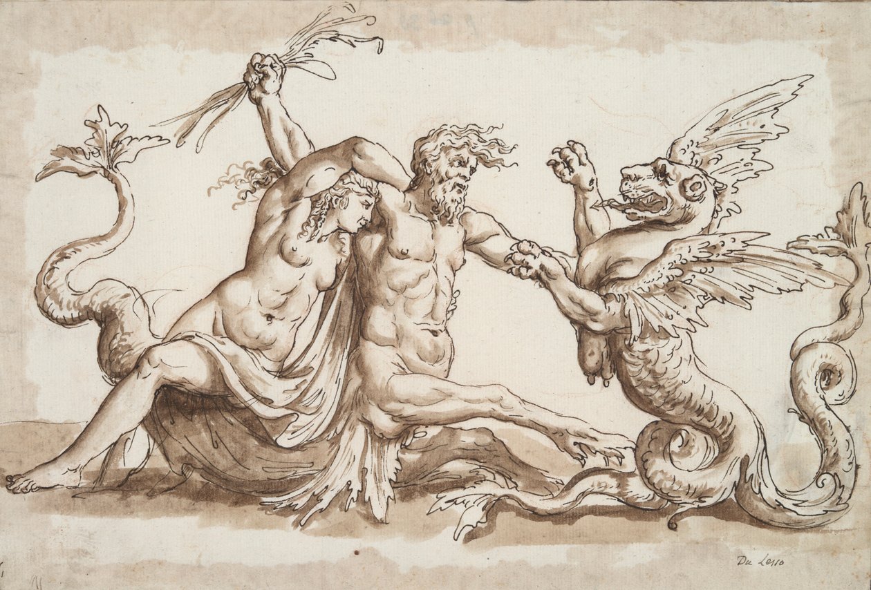 Nereid és Triton Griffon harcol alkotó: Unknown