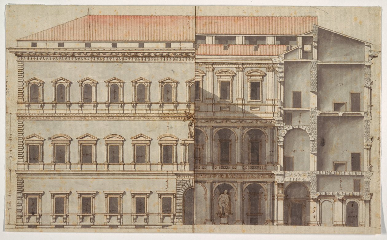 A Palazzo Farnese renderelése, Róma alkotó: Unknown