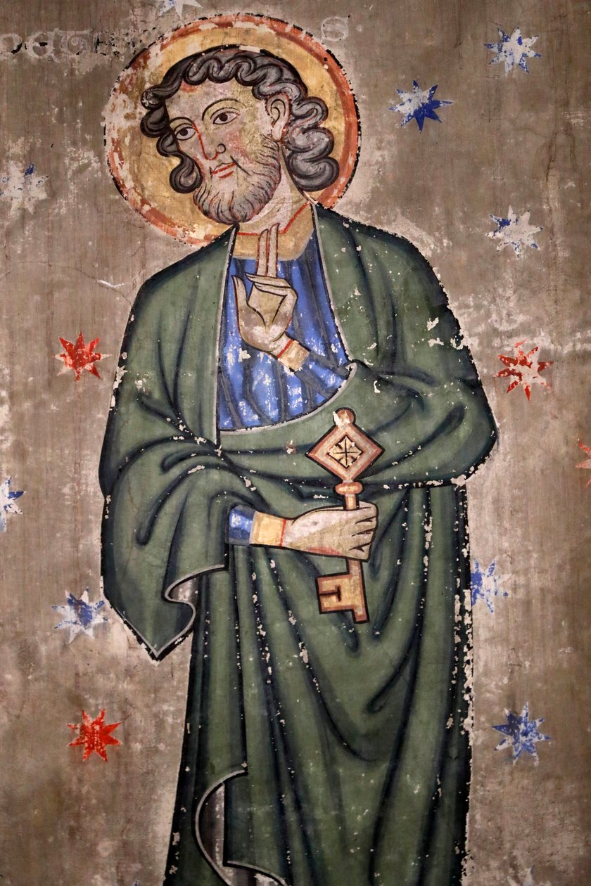 Saint-Pierre-le-Jeune protestáns templom, Szent Péter, Fresco, Strasbourg, Franciaország. alkotó: Unknown