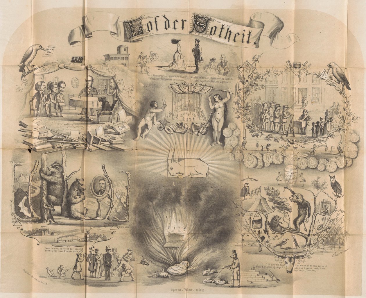 Rajzfilm a delfti diákalmanachban, 1869 Praise of Folly (cím a tárgyon) alkotó: Unknown