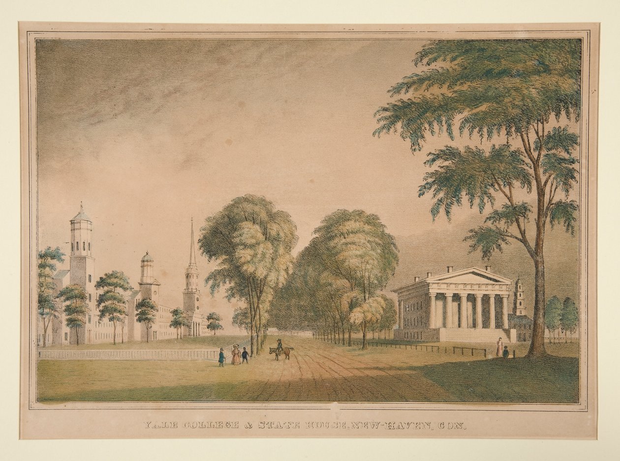 Yale College és State House, New Haven, Con. alkotó: Unknown