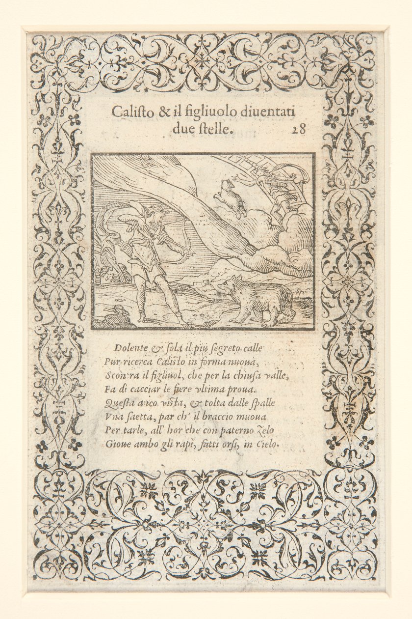 a) Calisto, akit Juno megvert és medvévé változott; verso: b) Calisto és fia két sztár lesz alkotó: Unknown