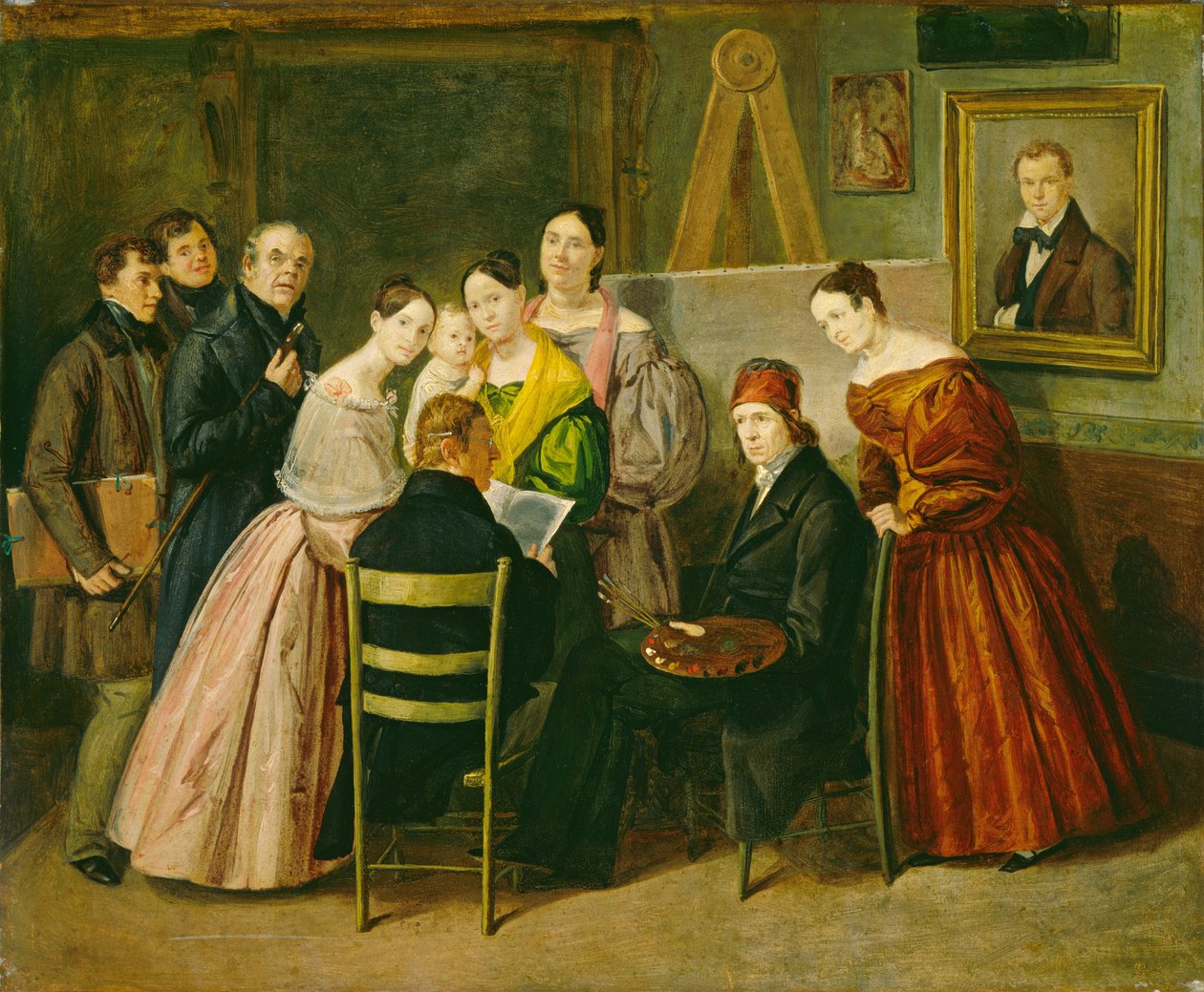 Egy festő és látogatók a stúdióban alkotó: Unknown 19th Century