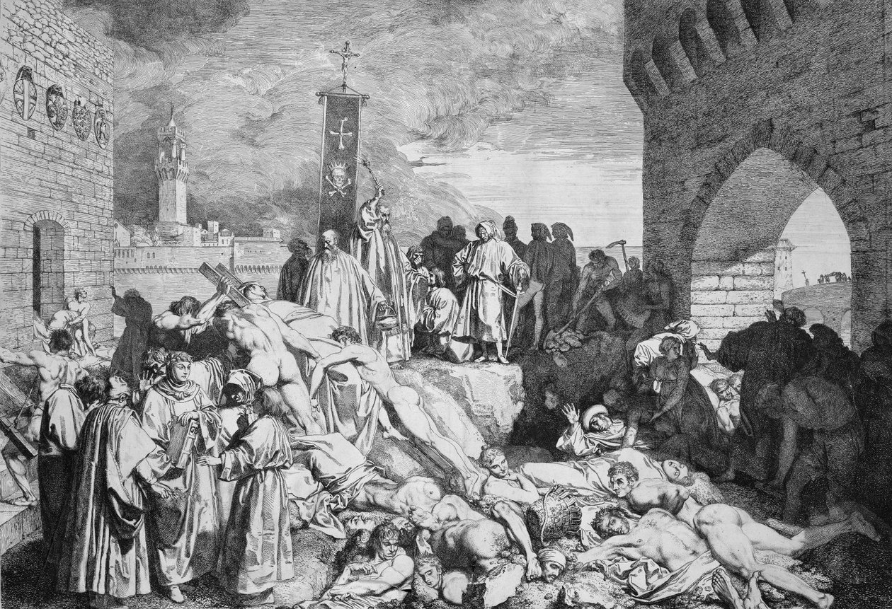 - 1348-as firenzei pestisjárvány - 1348-as firenzei pestisjárvány - alkotó: Unknown artist