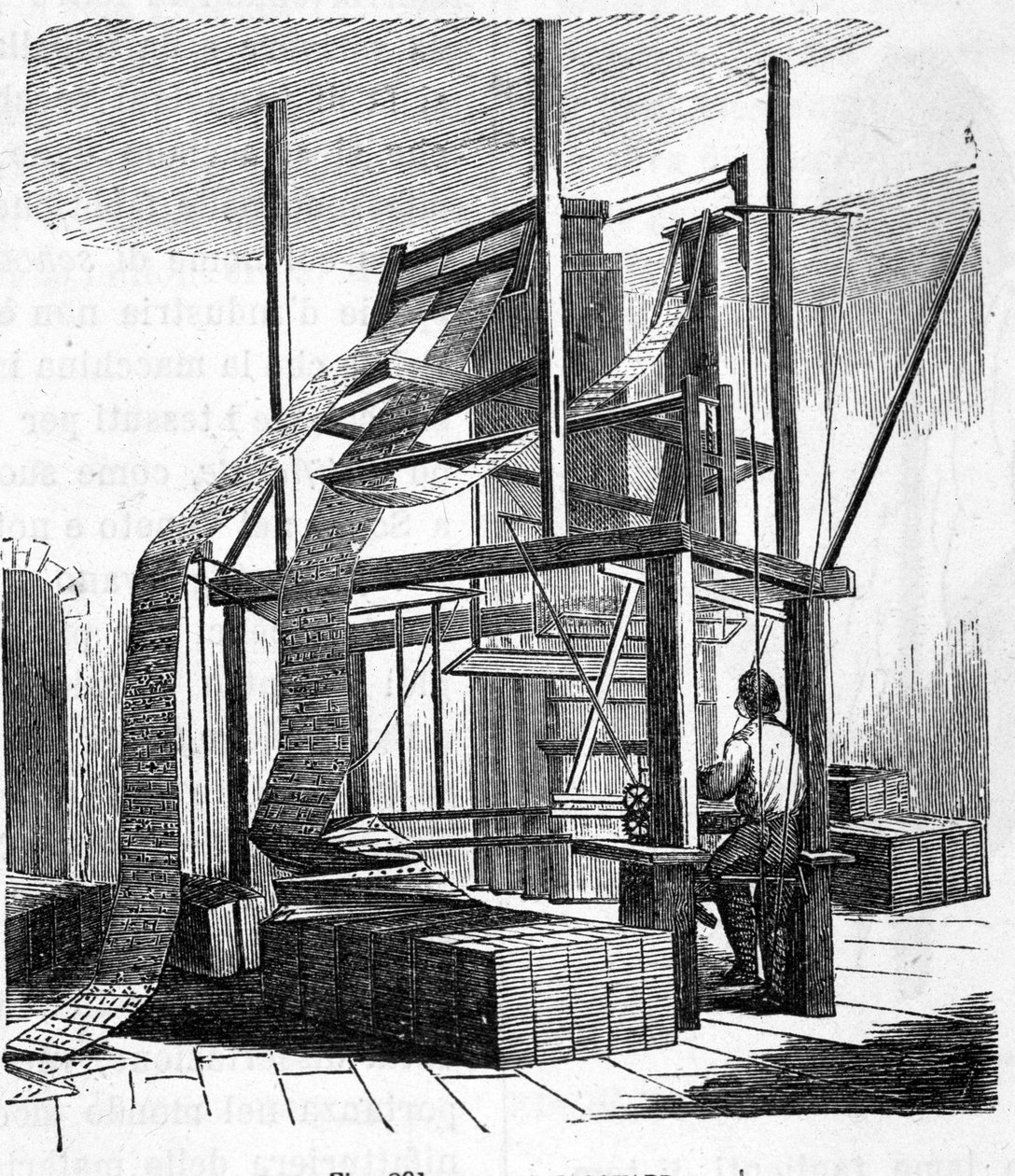 1801 Jacquard szövőszék. 19. századi metszet. alkotó: Unknown artist