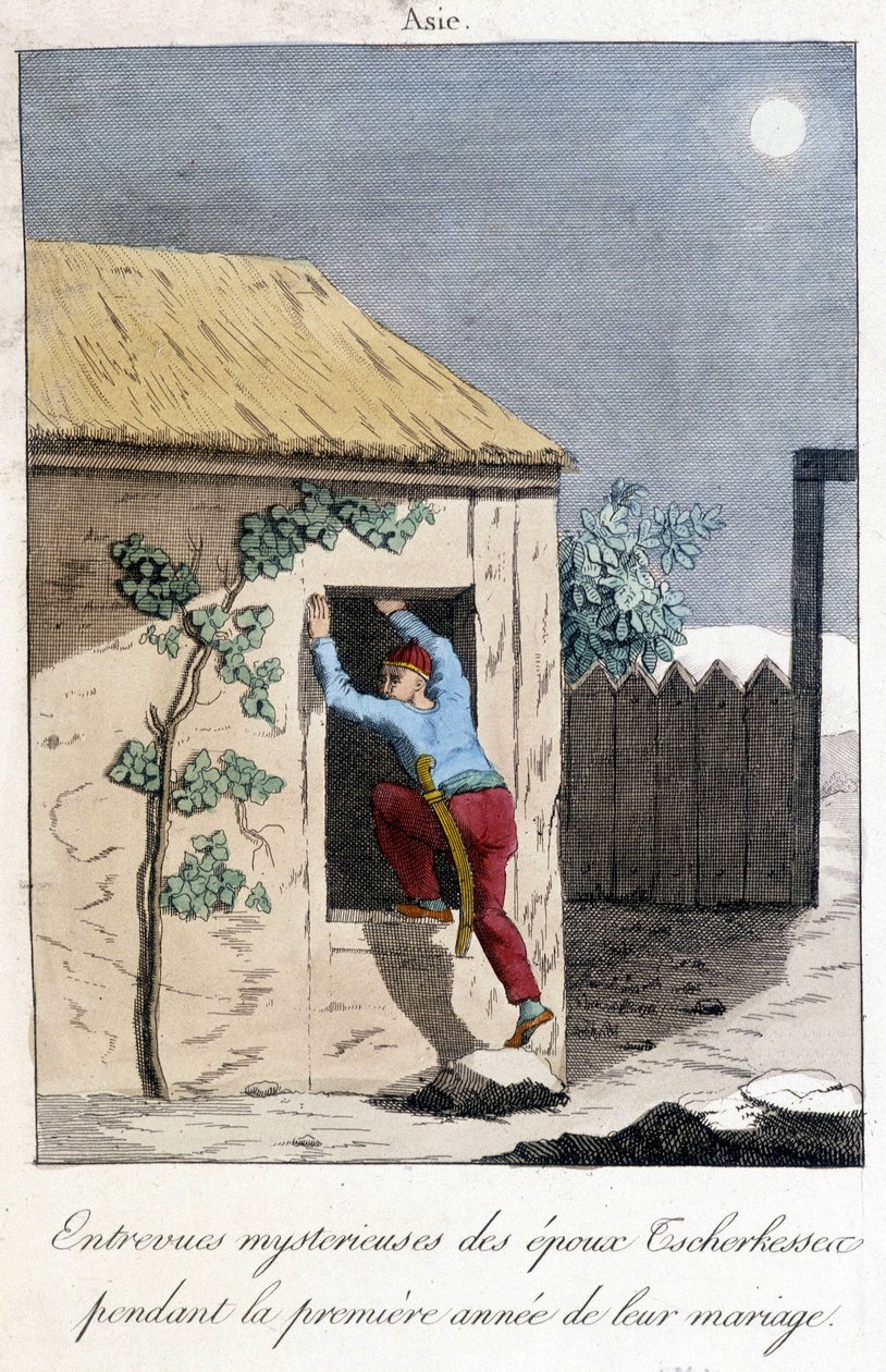 1811-es diagram, amely Tscherkessen házastársai titokzatos interjúit illusztrálja házasságuk első évében (Ázsia). alkotó: Unknown artist
