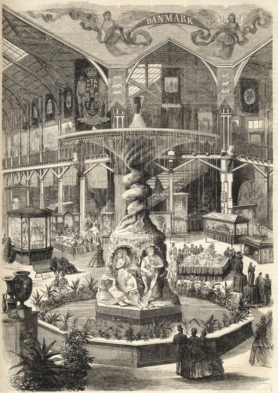 1866 Stockholm Expo - művészeti és iparművészeti kiállítás - Stockholmsutstallningen 1866 - Stockholm - Nagy Képzőművészeti és Ipari Kiállítás - A Nagy Nef - Fontaine Molin - alkotó: Unknown artist