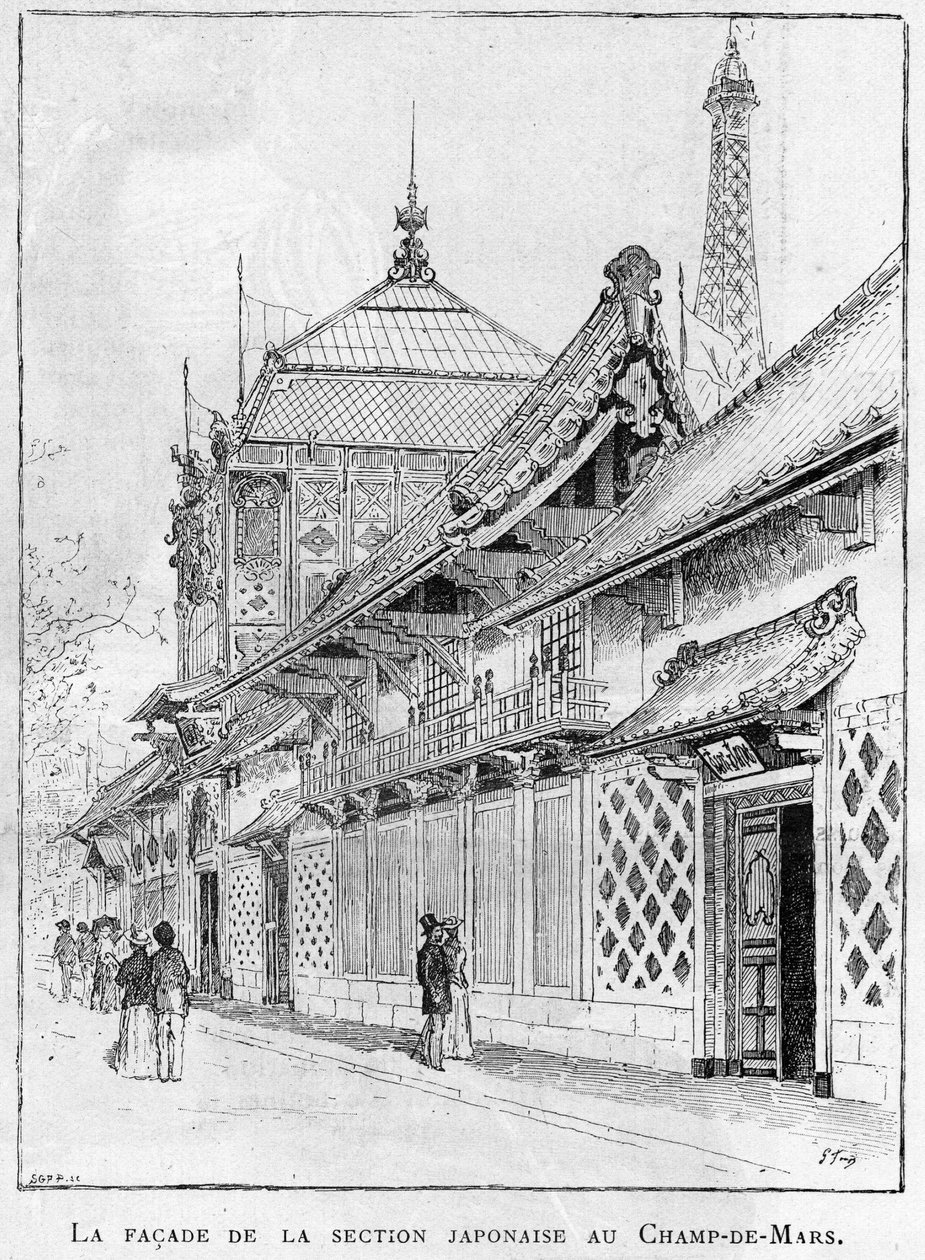 1889-es egyetemes kiállítás Párizsban: a Champs de Mars japán részlegének homlokzata. alkotó: Unknown artist