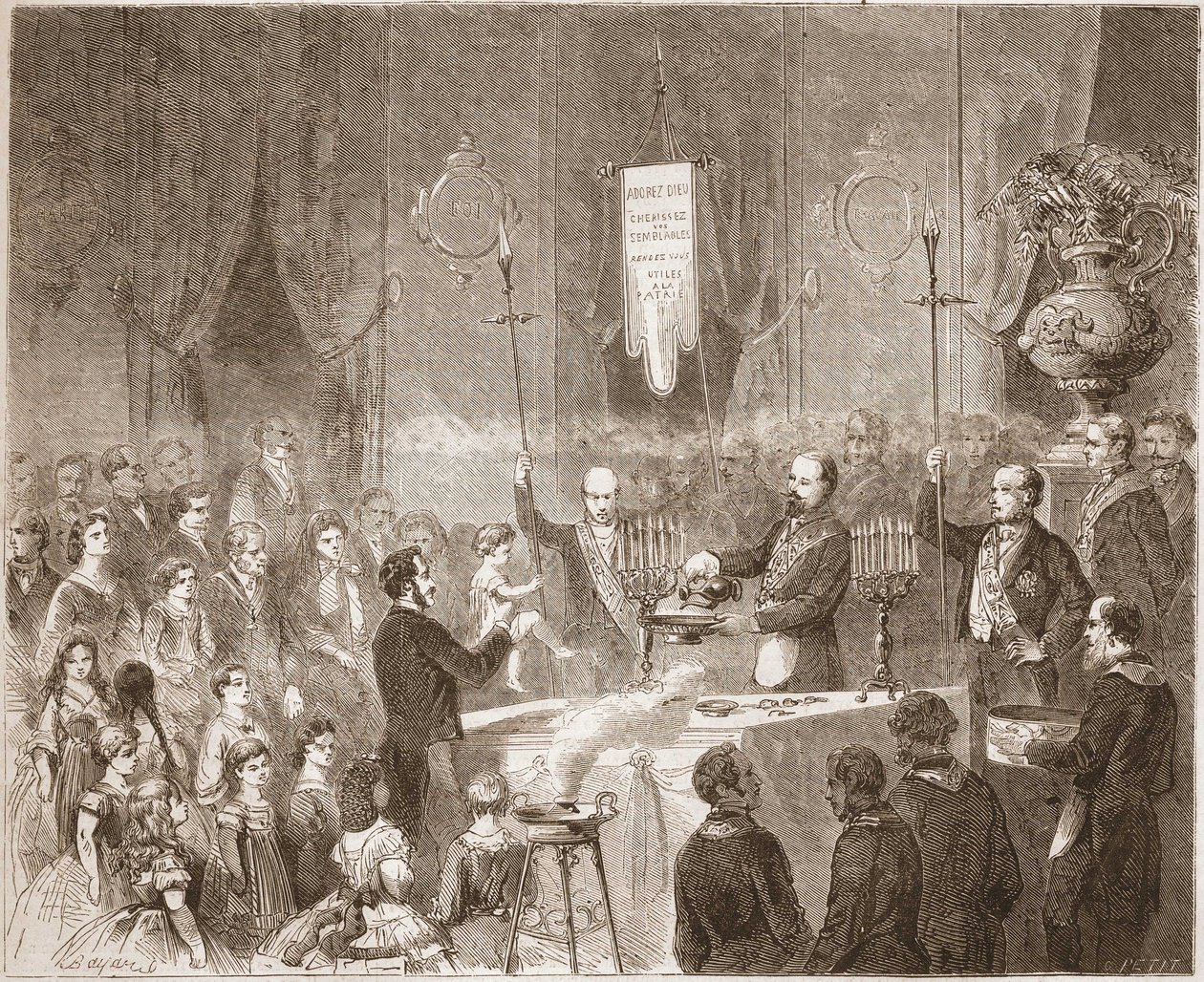 Egy Maconnic Bapteme a Fraternelle Amitive páholyában 1861-ben. alkotó: Unknown artist