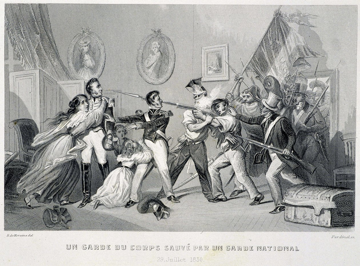 Egy testőr megment egy nemzetőr által (1830. július 29.) – a „Fasttes de Gardes nationales de France”-ban alkotó: Unknown artist