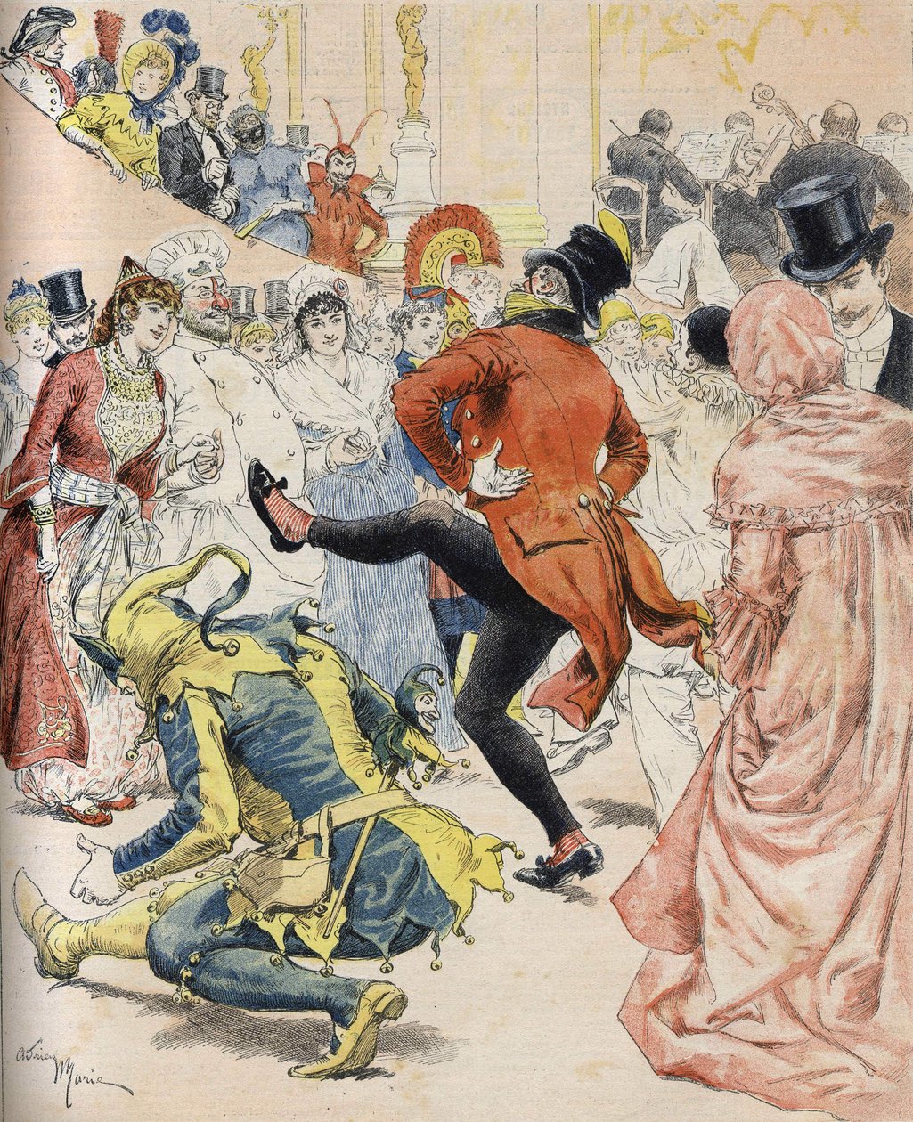 Egy jelmezbál a XIX. Illusztráció: Adrien Marie - „vasárnapi napsütésben” 1893 januárjából. Bianchetti kollekció alkotó: Unknown artist