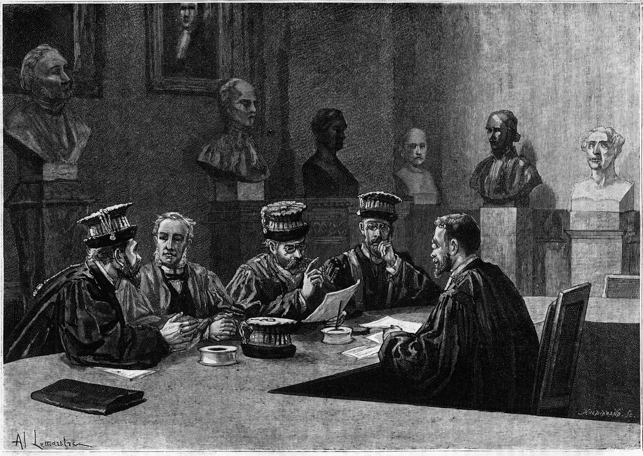 Ezek védekezése a párizsi latin negyed orvosi iskolájából. Metszet a „Le journal de la jeunesse”-be alkotó: Unknown artist