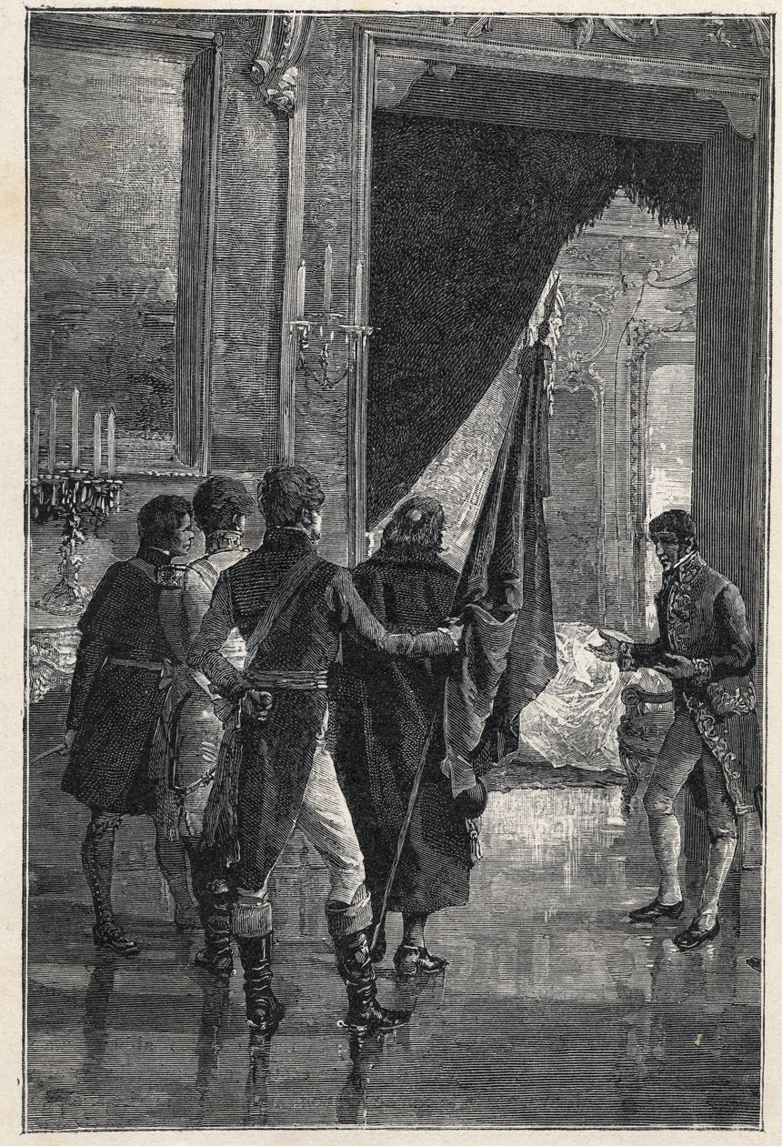 A Carbonari, a nacionalista titkos társaság küldöttségét bemutatják a két szicíliai I. Ferdinándnak (korábban IV. Nápolyi Ferdinánd) 1820. alkotó: Unknown artist