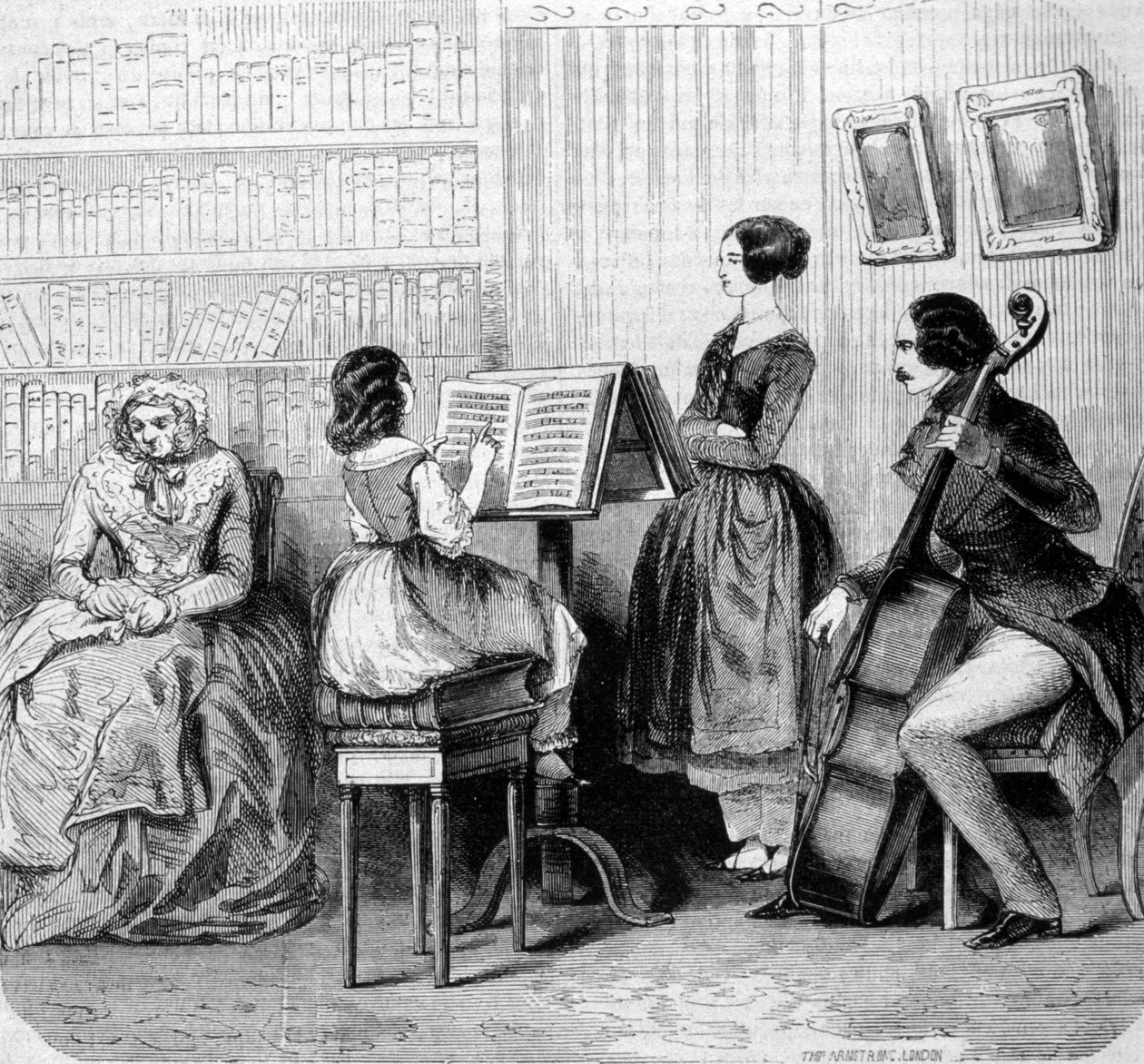 Családi koncert, 1860 körüli metszet. alkotó: Unknown artist