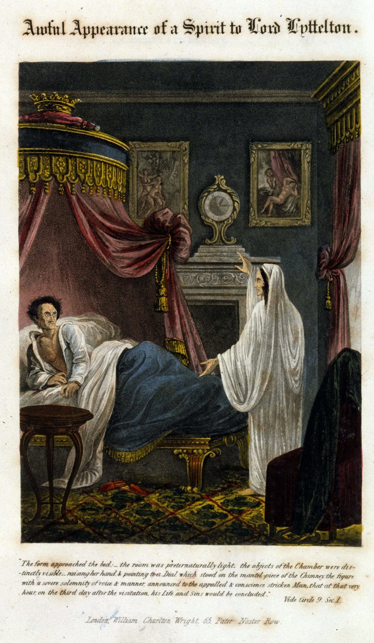 Egy szellem jelenik meg Lord Lyttelton előtt, hogy bejelentse a halálát. 1825. Biblia. Morando, Milánó. alkotó: Unknown artist