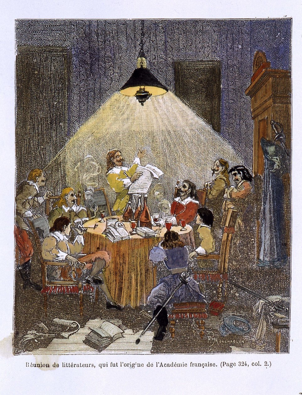 Az irodalmárok találkozója, amely a Francia Akadémia eredete volt alkotó: Unknown artist