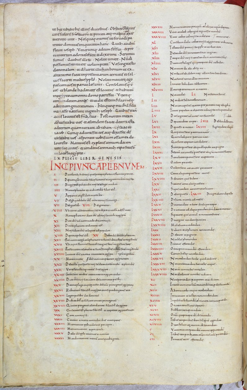 Egy oldal a 11. századi Bibliából a Számok könyve kezdőfejezetével. alkotó: Unknown artist