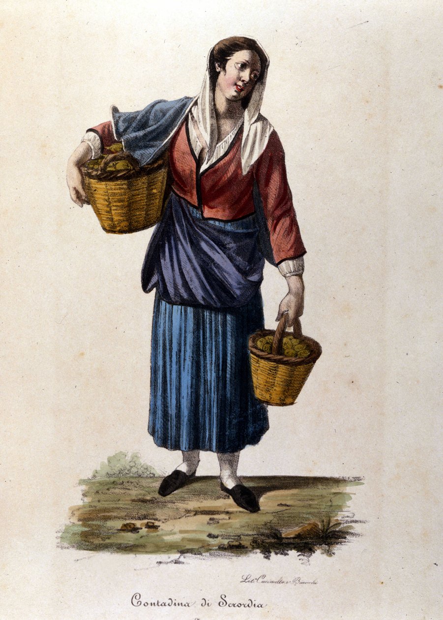 Egy paraszt a szicíliai Scordia városából 19. századi metszet alkotó: Unknown artist