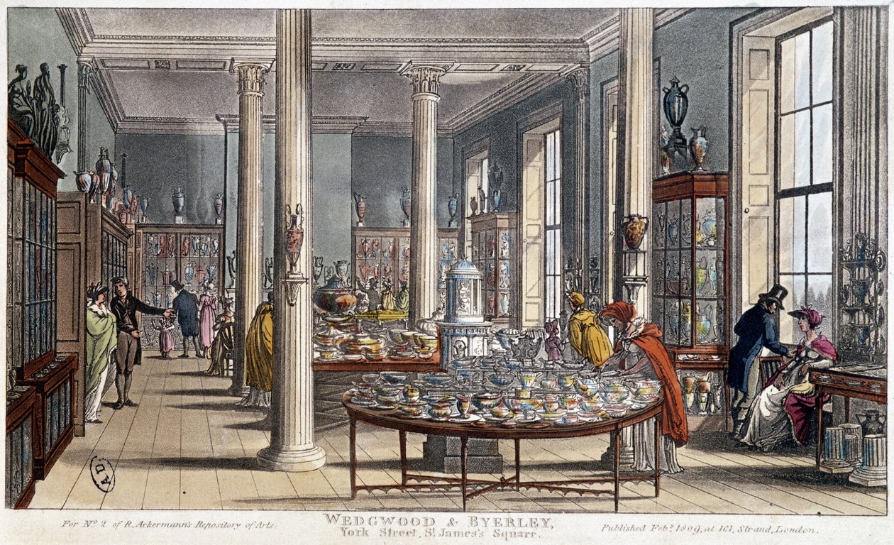Porcelánbolt Londonban (Anglia) Wedgwood & Byerley - Litográfia 1800 körül alkotó: Unknown artist