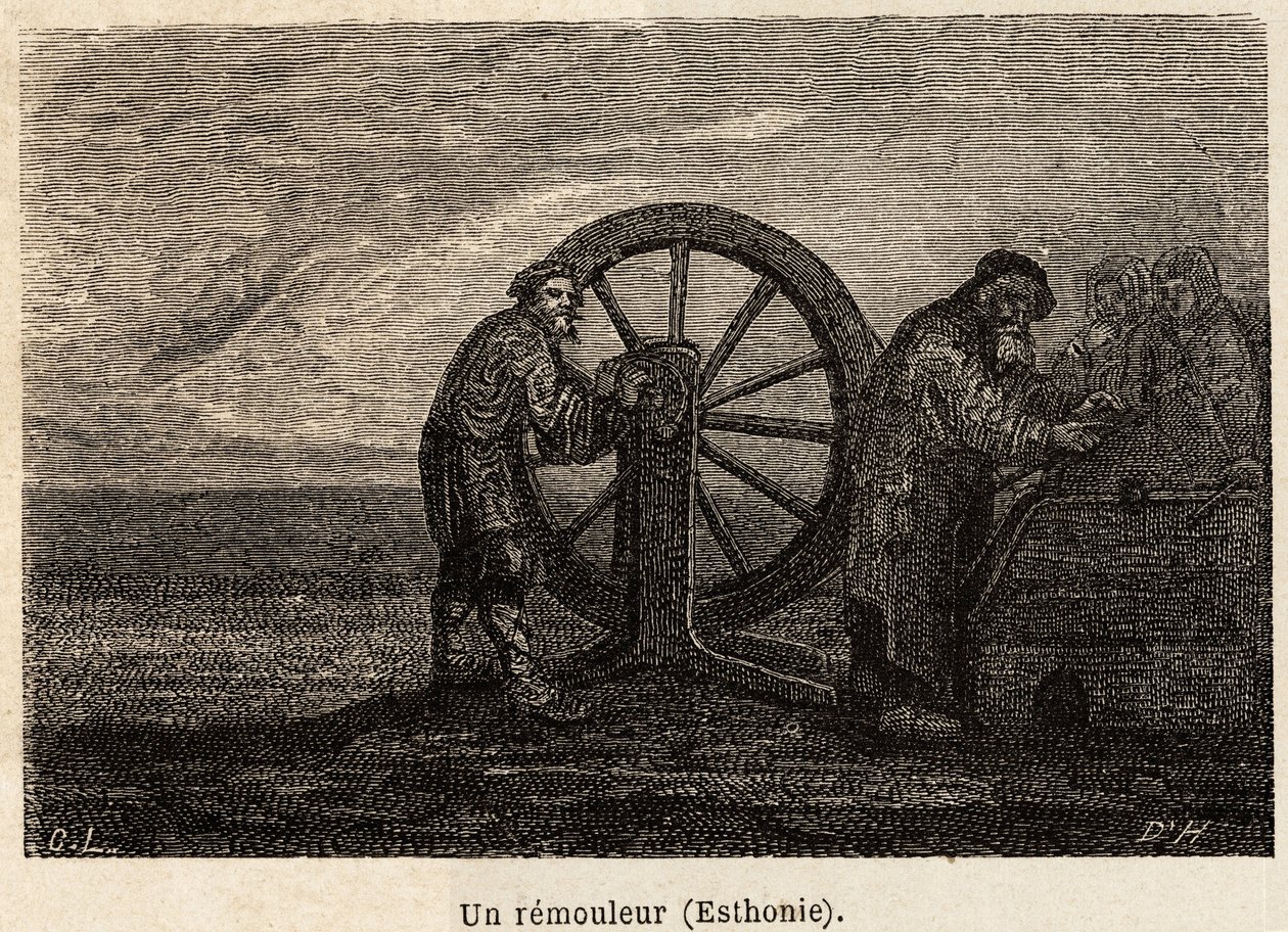 Egy eltávolító Észtországban. Henriet rajza az orosz balti tartományokba tett 1851-54-es utazásának illusztrálására. Gravírozás a „Le tour du monde”-ban, szerkesztette Edouard Charton alkotó: Unknown artist