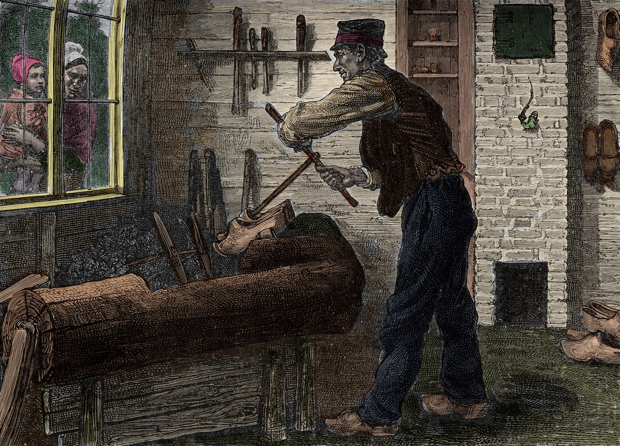 Egy szabotőr dolgozik belgiumi műhelyében, In "" Le journal de la jeunesse 1888"". alkotó: Unknown artist