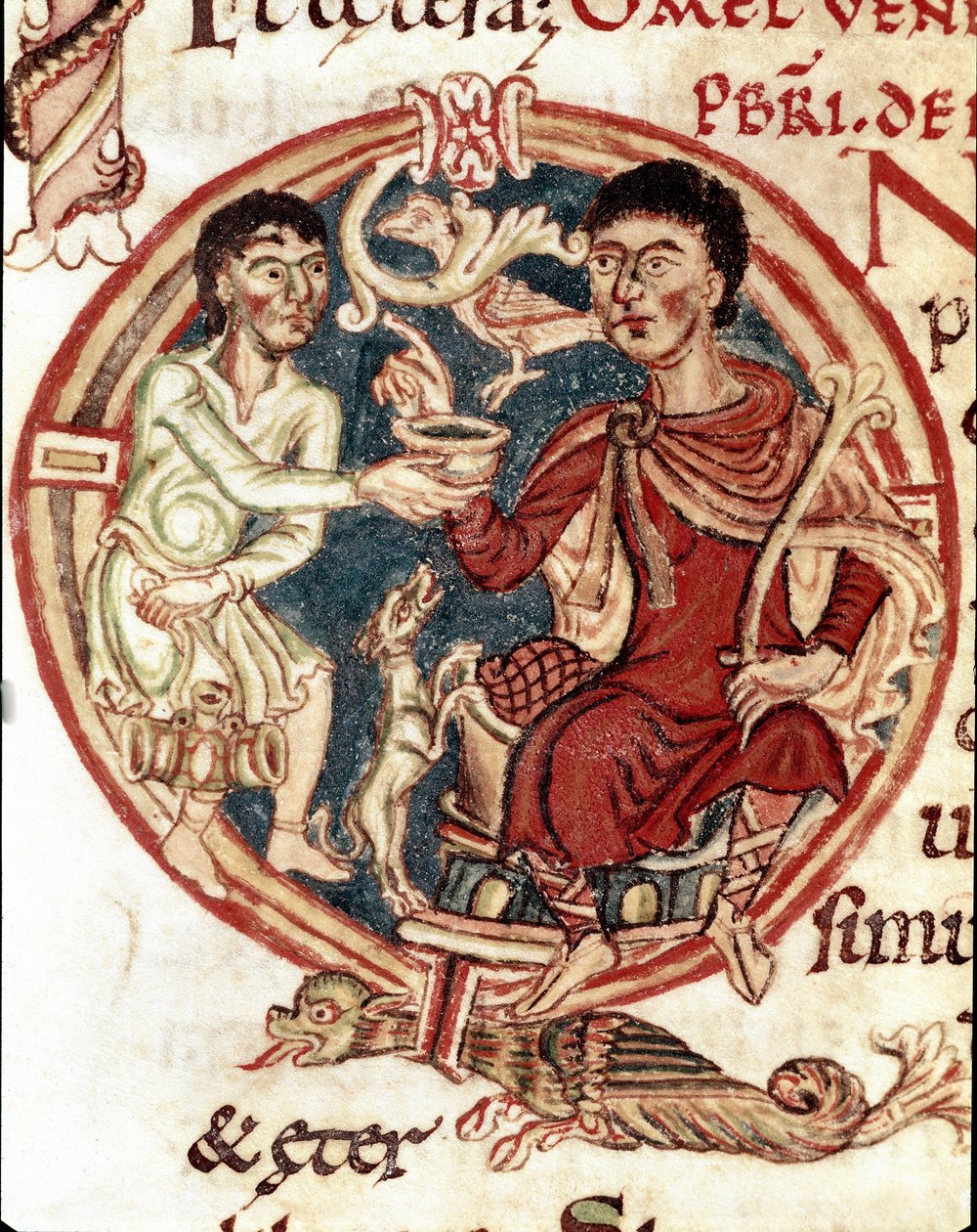 Egy szolga inni az úrnak Miniatűr a „Lectionaire de la Cathedrale de Reims”-ből” 11. századi Reims, városi könyvtár alkotó: Unknown artist