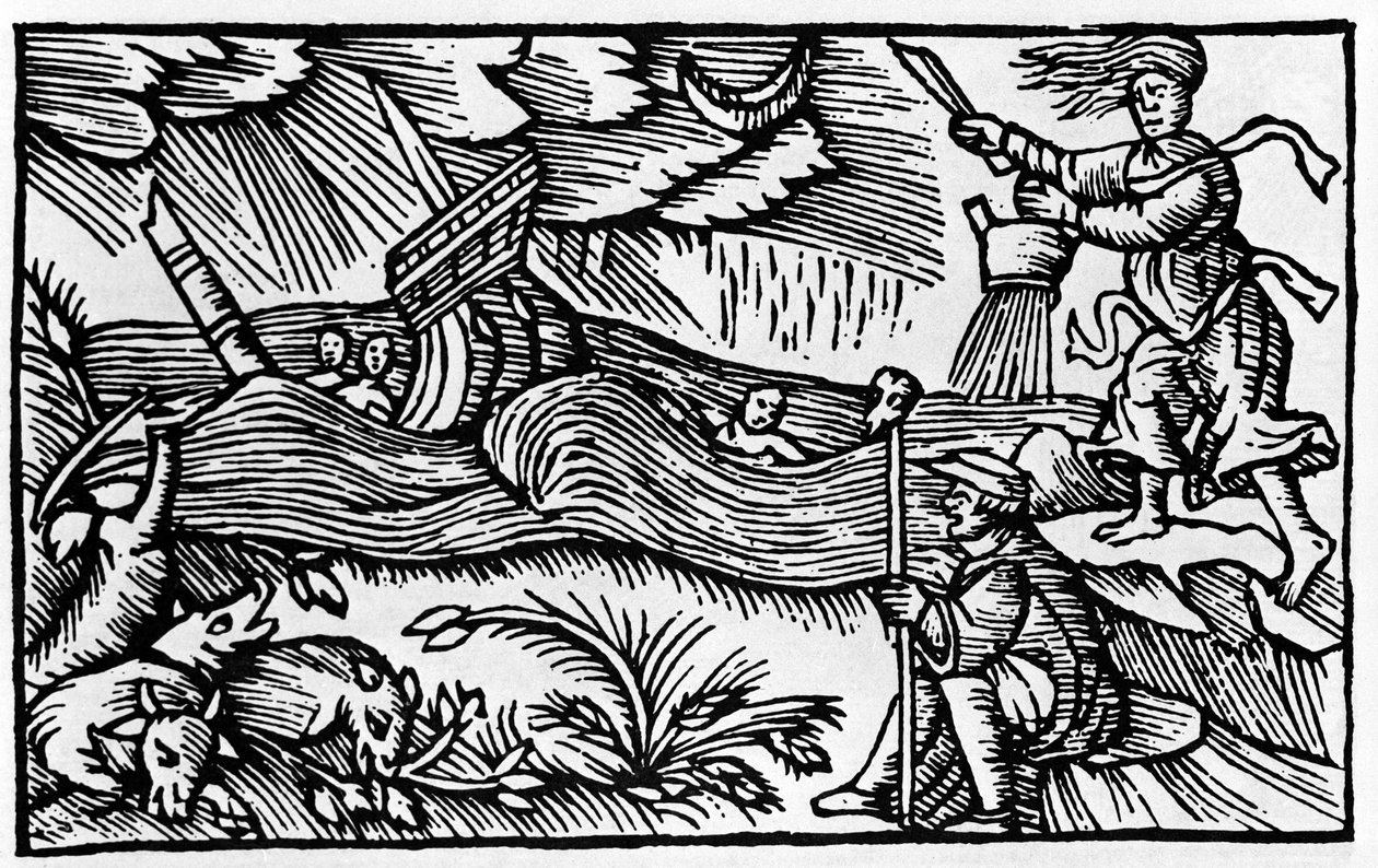 Egy boszorkány vihart kavart Olaus Magnus „Historia de gentis nortentrionalibu” című műve után, Róma 1555 alkotó: Unknown artist