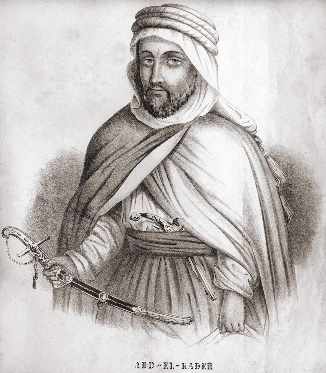 Abd al-Qadir (Abd al-Qadir) (1807-1883), az adag arab Umairja. alkotó: Unknown artist