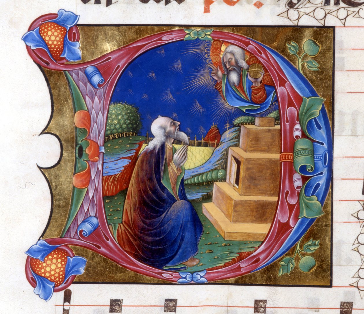Ábrahám meghívást kapott az Úrtól, hogy hagyja el földjét. Miniatűr egy 15. századi kórusból (Szent Ágoston „civitatis”). Lodi könyvtára alkotó: Unknown artist