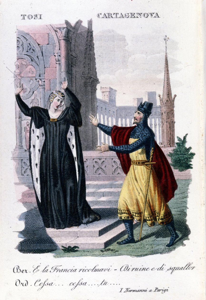 Adelaide Tosi és Orazio Cartagenova Saverio Mercadante „A normannok Párizsban” című filmjében. olasz zeneszerző (1795-1870). alkotó: Unknown artist