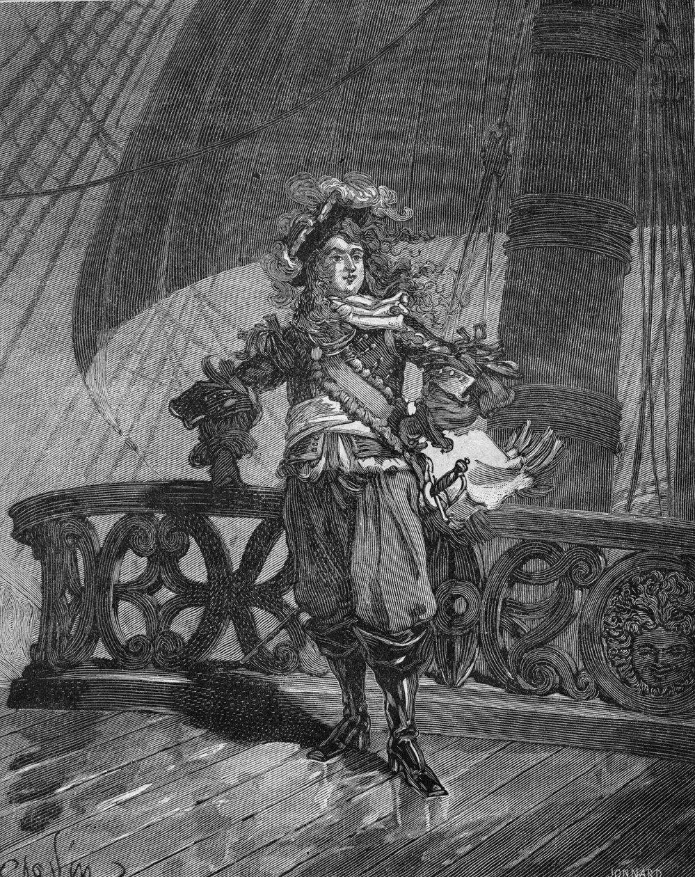 Tourville admirális (Anne Hilarion of Costentin (Cotentin), Tourville grófja (1642-1701). a „Soleil Royal” hajón. 19. századi metszet. Jules Michelet „Histoire de France” című könyvében alkotó: Unknown artist
