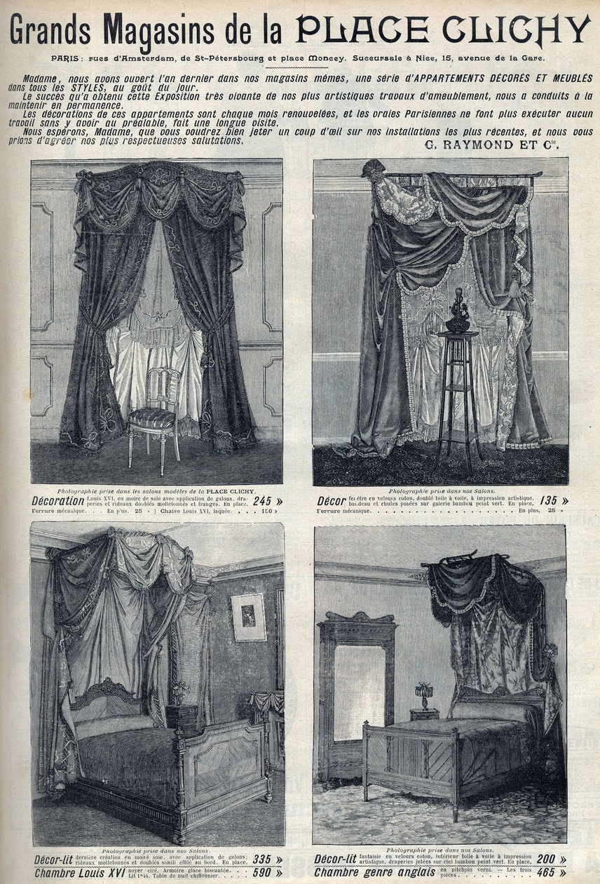 Reklám a párizsi Place de Clichy áruházainak bútoraihoz és dekorációihoz Gravírozás a „Le sun-du-dimanche”-ban” alkotó: Unknown artist