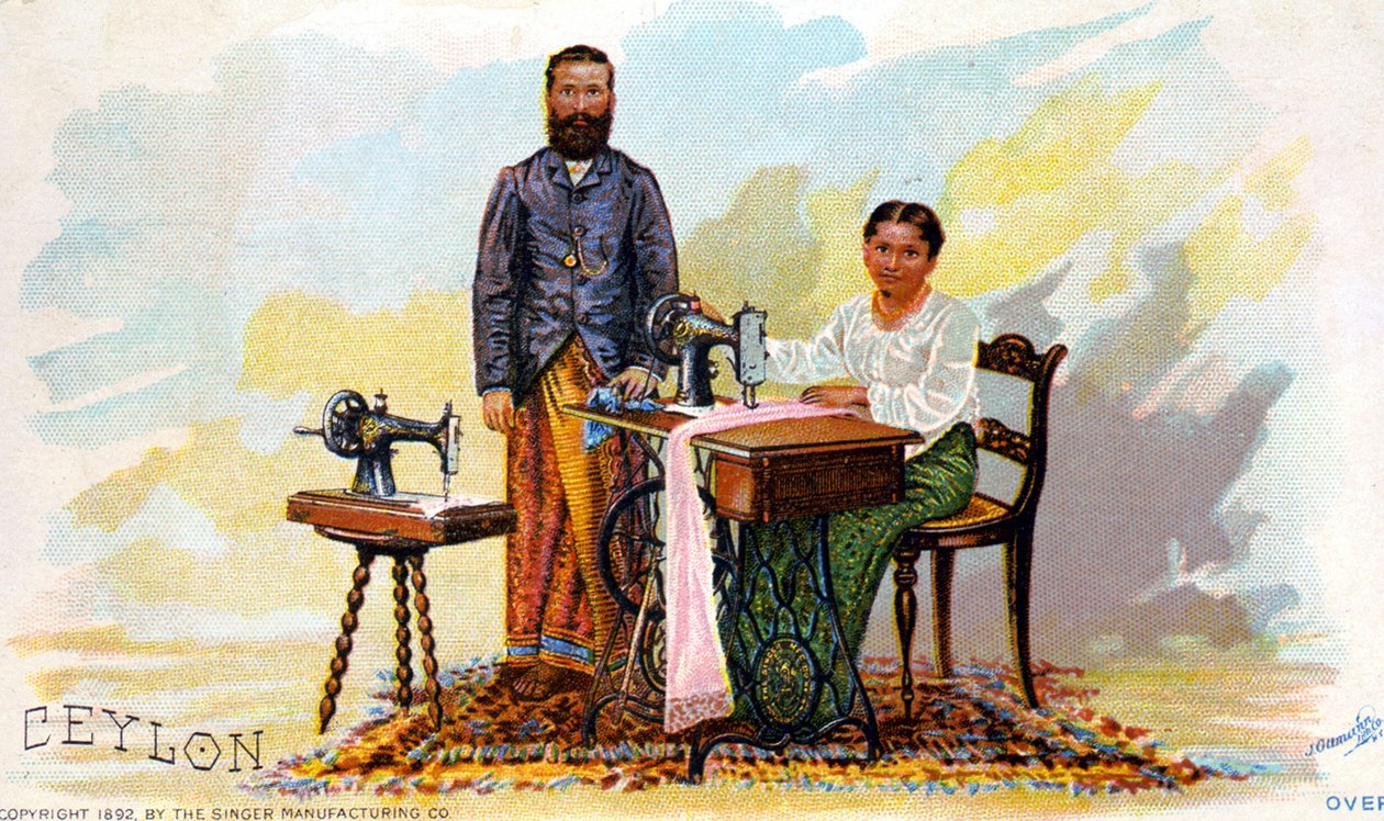 Varrógépek hirdetése Singer, Ceylon (jelenlegi Sri Lanka). 1892 alkotó: Unknown artist