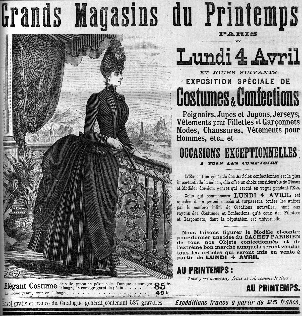 A Printemps áruházainak reklámozása Párizsban, a Le Monde Illustrée 1887-ben. alkotó: Unknown artist