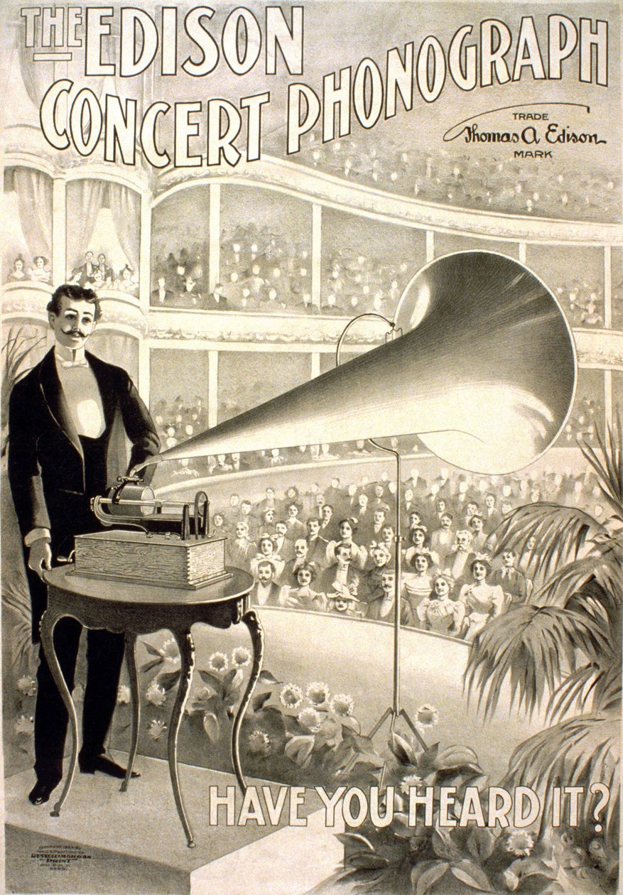 Reklám az edison Gramophone "" The Edison koncert fonográfhoz, Hallottad? "" - litográfia 1899 alkotó: Unknown artist