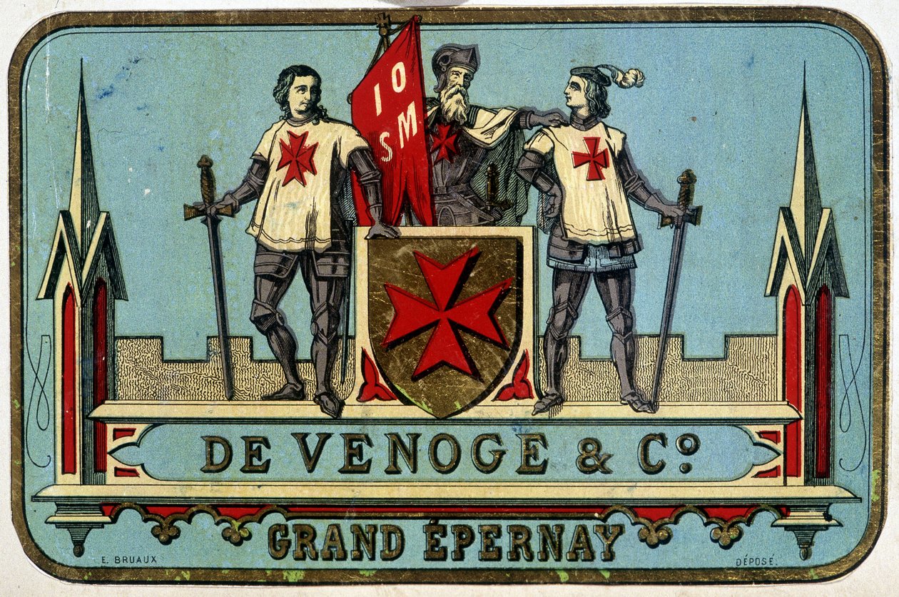 A „” Venoge - Grand Epernay”” (Máltai lovagok) reklámcímkéje. n.d.. 19. század. alkotó: Unknown artist