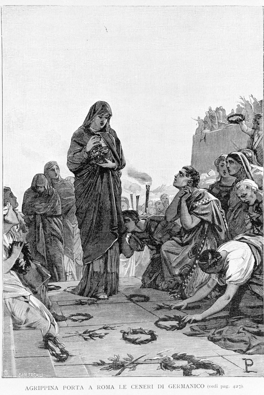Idősebb Agrippine (Kr. e. 14-33) Rómába viszi férje, Germanicus hamvait, hogy Tiberiustól igazságot kérjen a haláláért. alkotó: Unknown artist