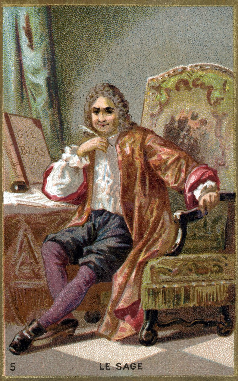 Alain Rene Lesage (Alain-Rene Le Sage) (1668-1747). 19. századi kromolitográfia. alkotó: Unknown artist