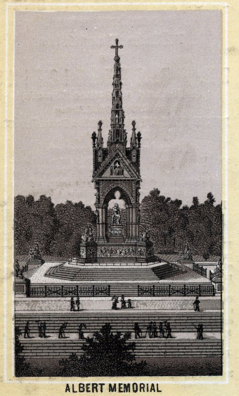 Albert Memorial, London, Anglia. 19. század végi kromolitográfia. alkotó: Unknown artist