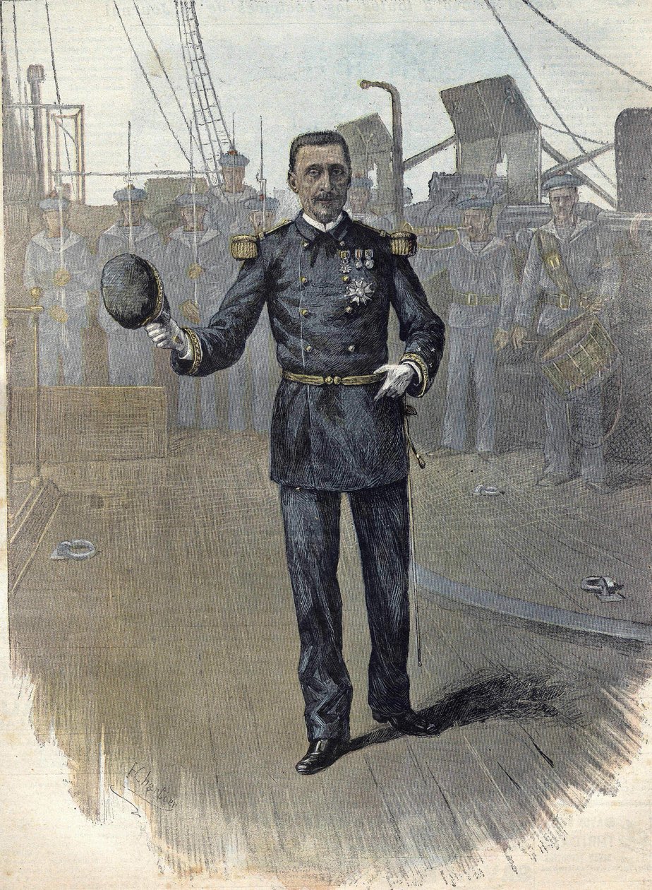 Alfred Albert Gervais (1837 - 1921), francia admirális, a tengerészgyalogság főnöke 1892-ben. Metszet 1892-ből. alkotó: Unknown artist