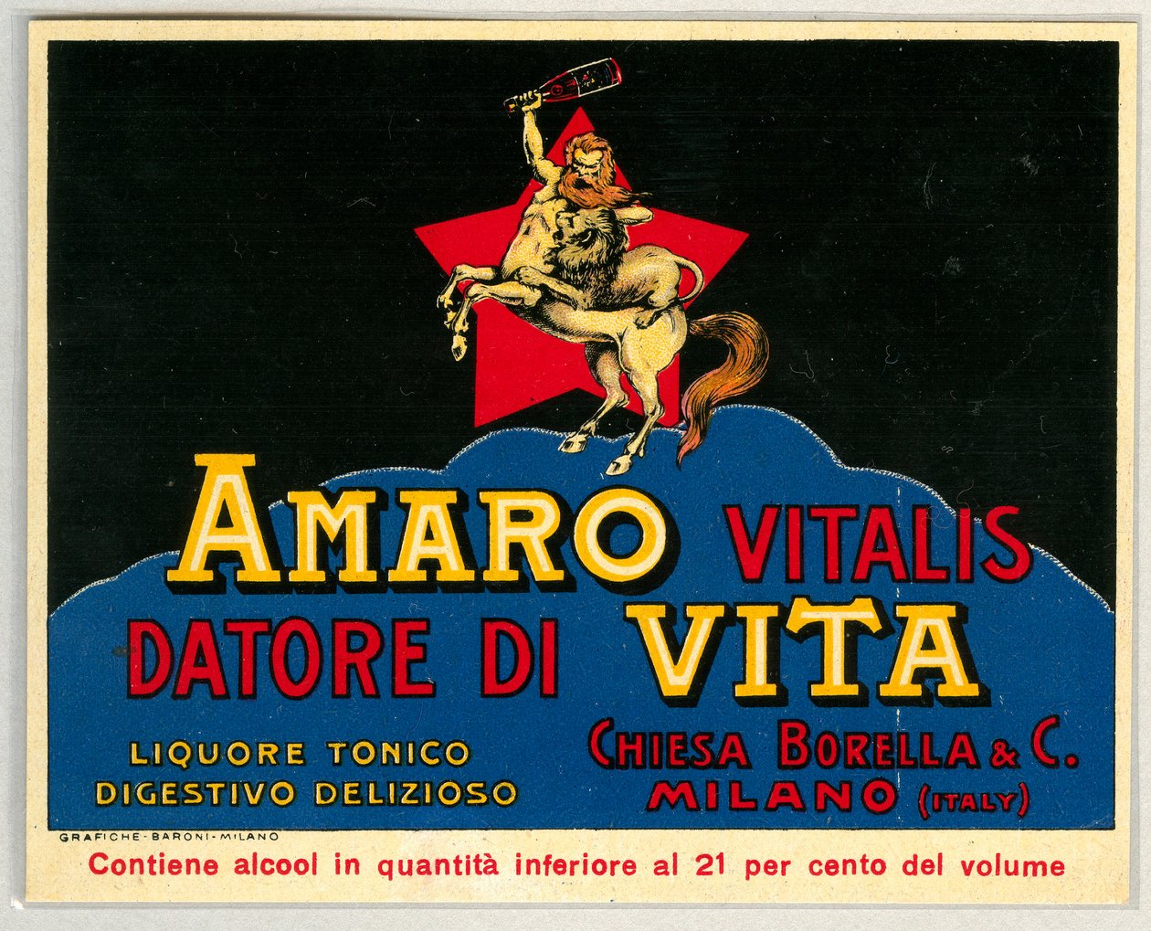 Amaro vitalis alkoholreklám (Kromolitográfia XIX. század vége) alkotó: Unknown artist