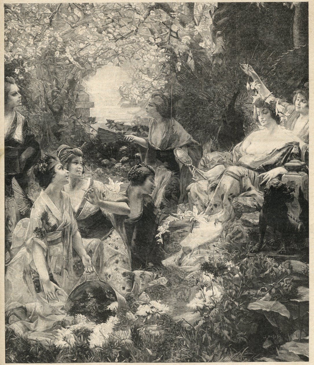 Paul Francois Quinsac (1858-1929) metszet Amaterasu, a Nap istennője (a nap istennője) - 1899-es metszet alkotó: Unknown artist