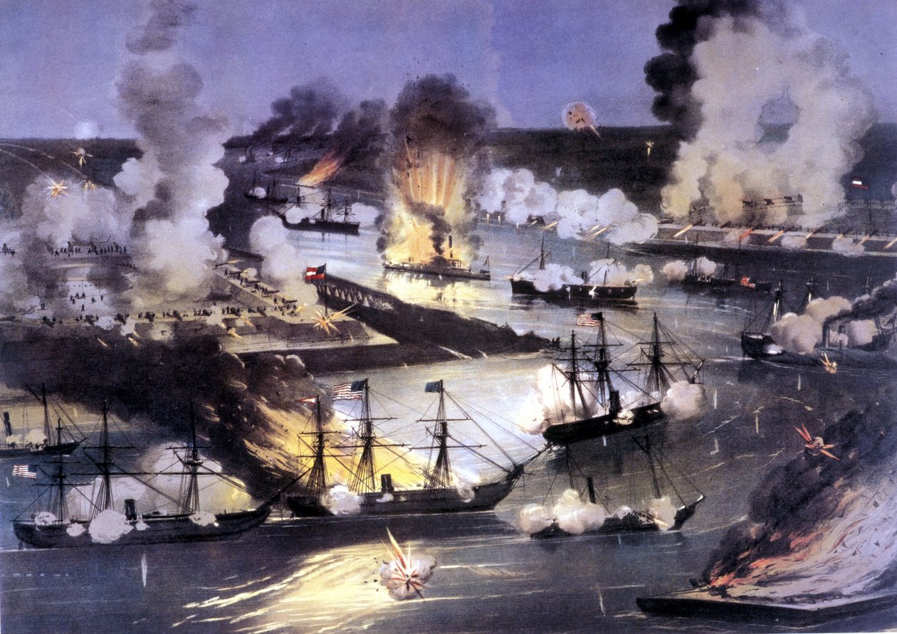 Amerikai polgárháború (1861-1865): haditengerészeti csata a Mississippi felett alkotó: Unknown artist