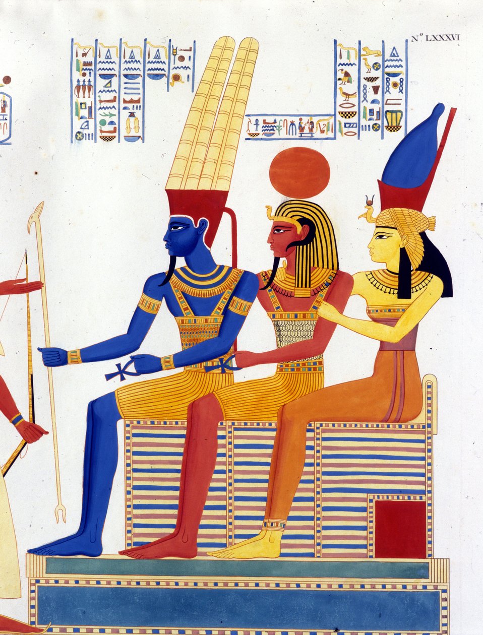 Amon - re, Ptah, Mut - Ippolito Rosellini (Rossellini) „”Egyiptom és Felső-Núbia emlékművei”-ben. alkotó: Unknown artist