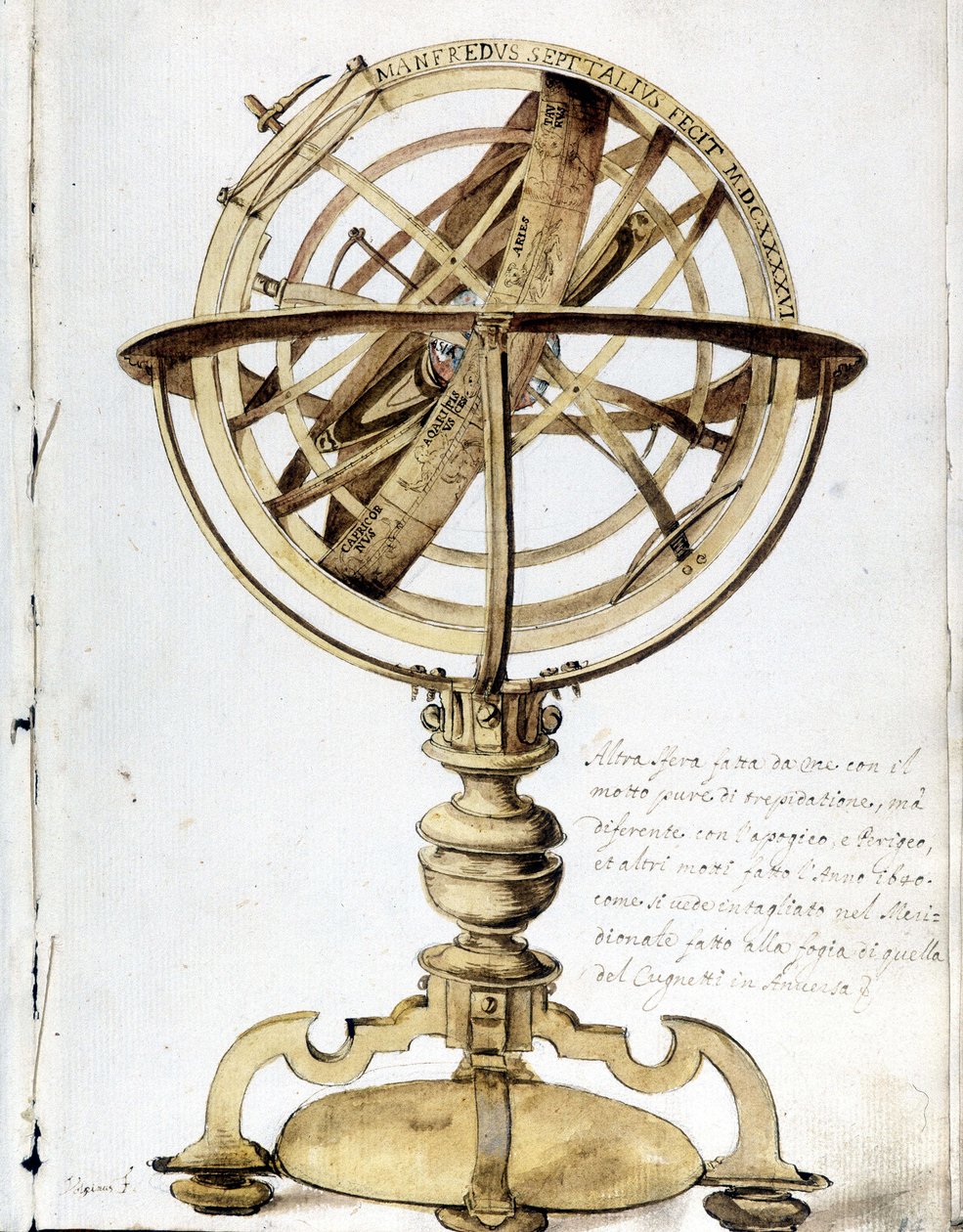 Armilláris gömb. 17. századi metszet. alkotó: Unknown artist