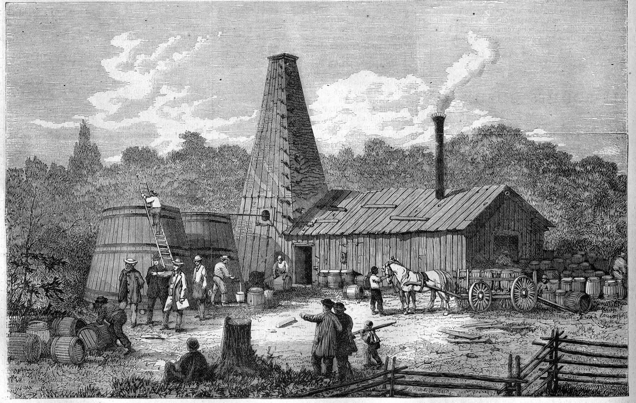 Egy olajgyár Kanadában 1867-ben. alkotó: Unknown artist