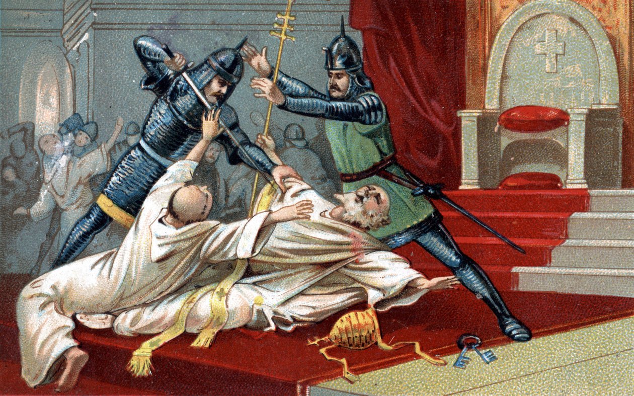 Anagni bombázás. Nogaret-i Vilmos segítőkész segítsége, akit IV. Bél Fülöp francia király küldött; 1303. szeptember 8-án megállította VIII. Bonifác pápát Anagniban (Benedetto Caetani dit Bonifacio VIII. alkotó: Unknown artist