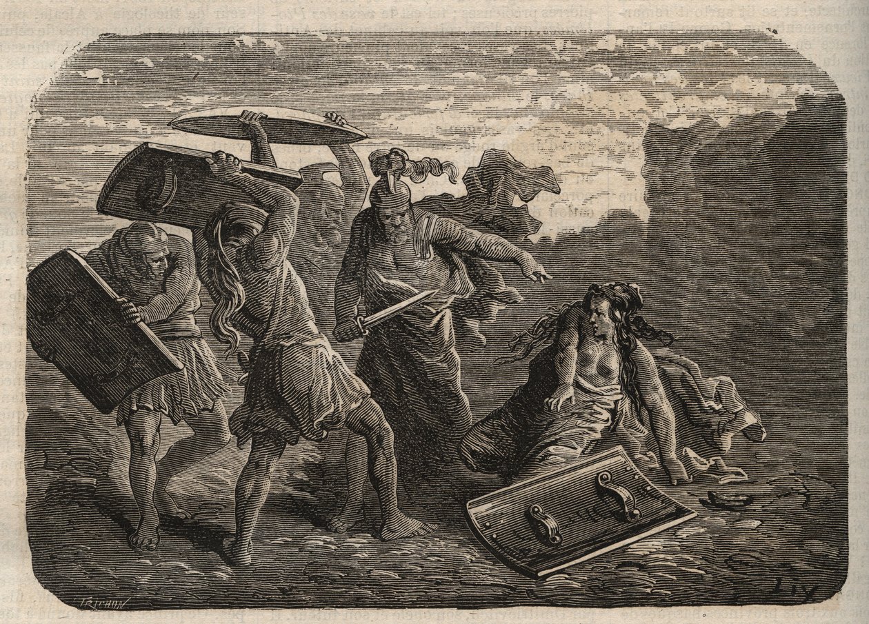Az ókori Róma - Tarpeia büntetése - Tarpeia büntetése - metszet alkotó: Unknown artist